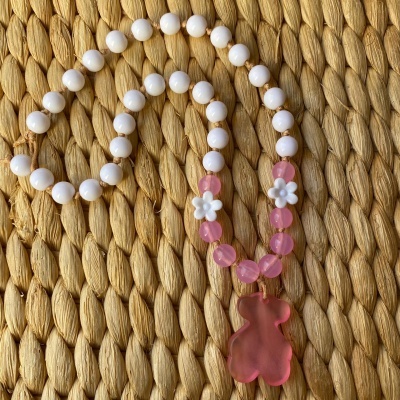 COLAR URSINHO ROSA TRANSLÚCIDO