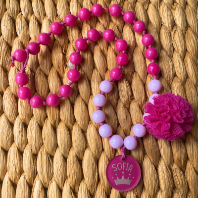 COLAR POMPOM E COROA | PERSONALIZADO