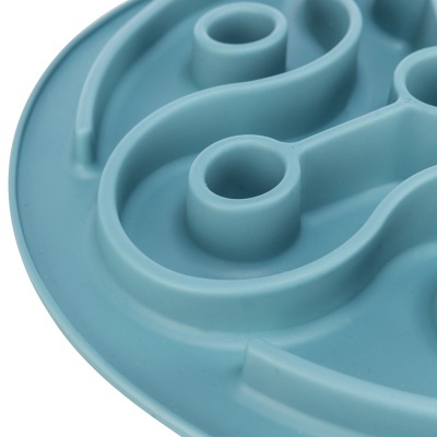 Plato azul de silicona con laberinto para alimentación lenta de mascotas