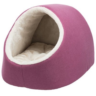 Abrigo para animais de estimação rosa com interior branco creme