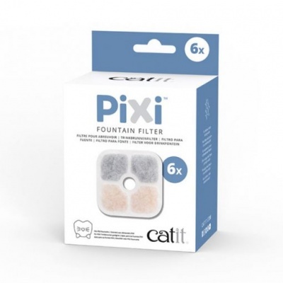 Caixa de filtros para fontes de água para gatos Pixi da Catit com 6 unidades