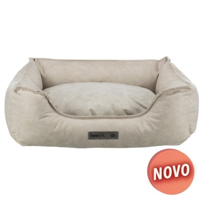 Cama para animais de estimação bege com almofada e etiqueta HOMEVITAL COMFORT
