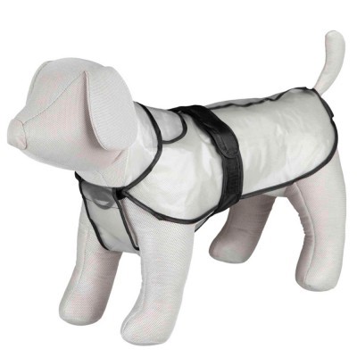 Capa branca com detalhes pretos para cão em manequim branco.