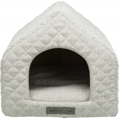 Casota para animais acolchoada cinzento claro em formato de tenda