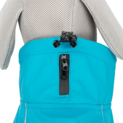 Casaco azul claro para cão com zíper e cordão ajustável