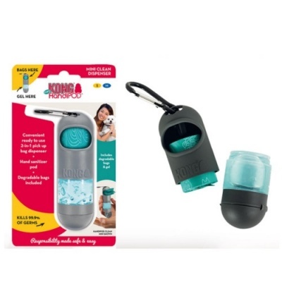 Dispensador portátil KONG para gel desinfetante das mãos com embalagem e tampa destacável