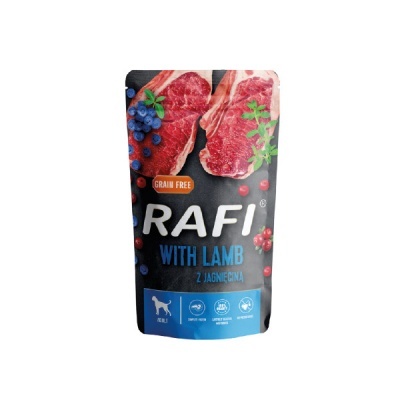 RAFI Cão adulto - Borrego, arandos e mirtilos em patê 500gr