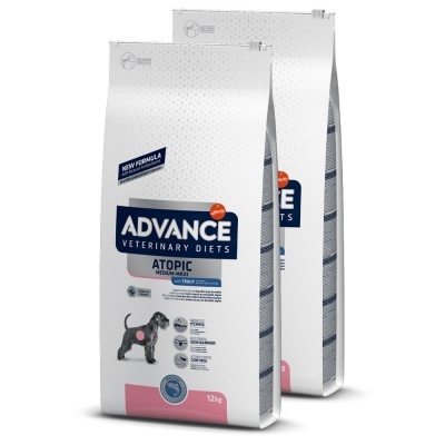 Embalagens de ração Advance Veterinary Diets Atopic para cães, 12 kg, branco e azul