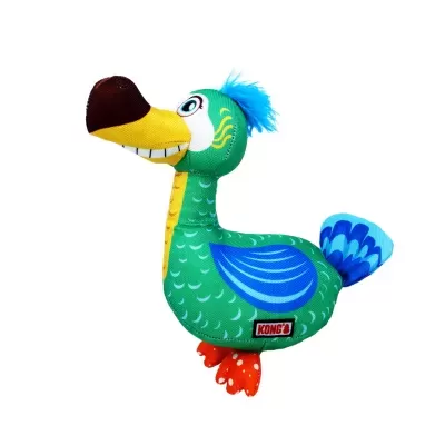 Brinquedo para cães em forma de pássaro colorido com etiqueta KONG