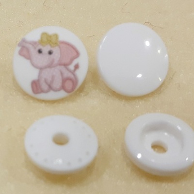 Molas de Pressão com Elefante em Rosa