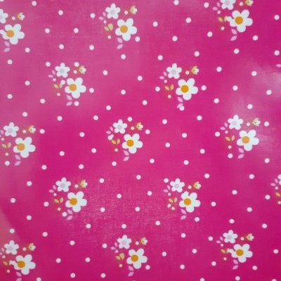 Plastificado com flores brancas em fundo rosa fucsia