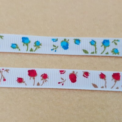 Fita de gorgorão com rosas 9mm