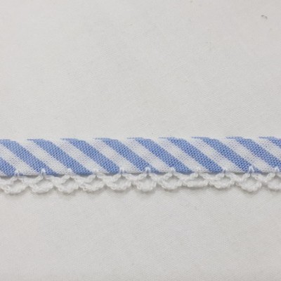 Viés de algodão 12mm com picot com riscas