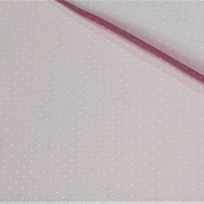 Cambraia Com Pintinhas brancas em fundo rosa bebé