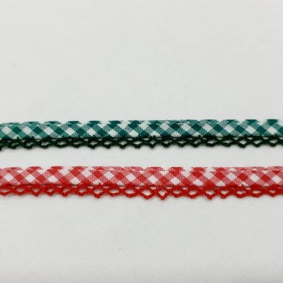 Viés de algodão 12mm com picot em xadrez