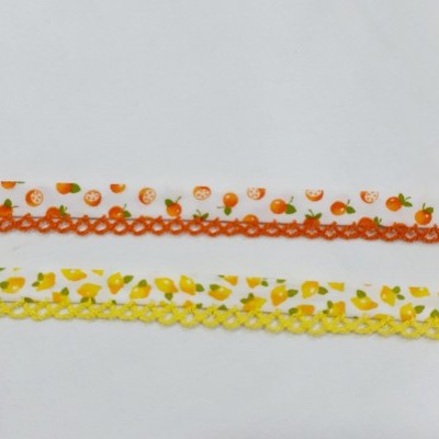 Viés de algodão 12mm com picot com frutas