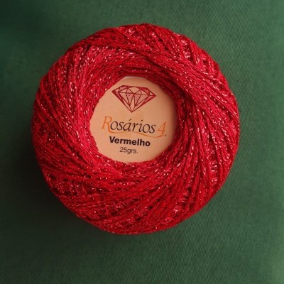 linhas de crochet Rosários4  brilhante vermelho