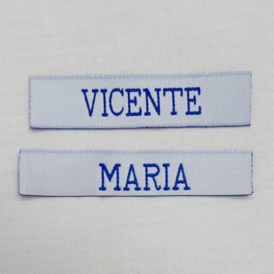 Etiquetas com nome em azul
