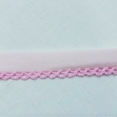 Viés de algodão 30mm com picot rosa