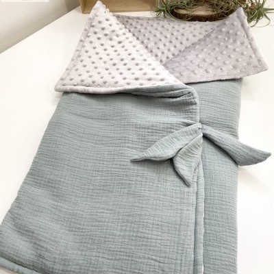 Manta Saco 2 em 1 - Verde e Cinza