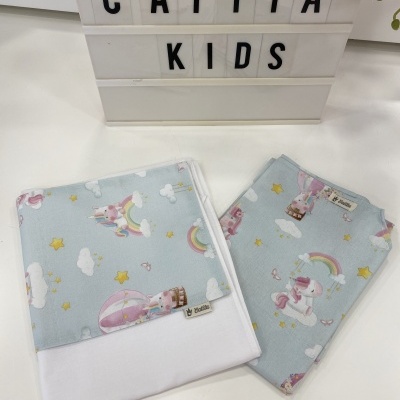 CONJUNTO LENÇOL CATRE - UNICÓRNIO ARCO-ÍRIS