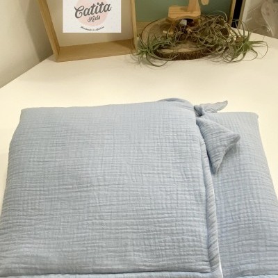 Manta Saco 2 em 1 - Azul bebé e Branco