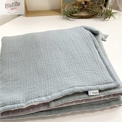 Manta Saco 2 em 1 - Verde e Cinza