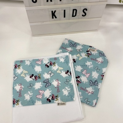 CONJUNTO LENÇOL CATRE - MINNIE VERDE ÁGUA