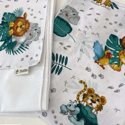 CONJUNTO LENÇOL CATRE - ANIMAIS DA SELVA