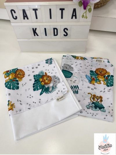 CONJUNTO LENÇOL CATRE - ANIMAIS DA SELVA