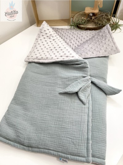 Manta Saco 2 em 1 - Verde e Cinza