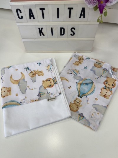 CONJUNTO LENÇOL CATRE - URSOS BALÃO