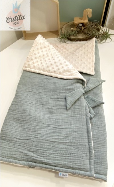 Manta Saco 2 em 1 - Verde e Pérola