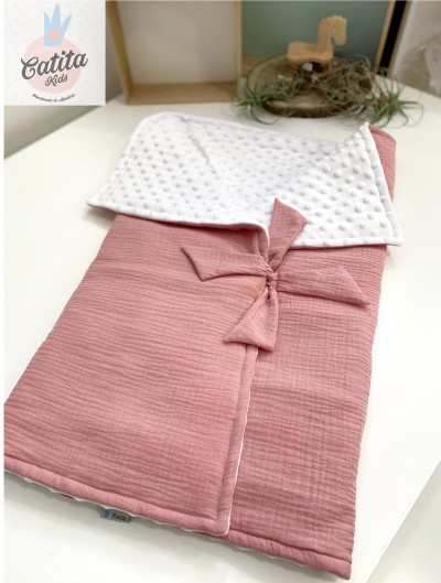 Manta Saco 2 em 1 - Rosa Velho e Branco