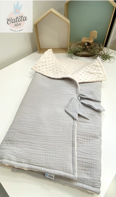 Manta Saco 2 em 1 - Cinza e Pérola