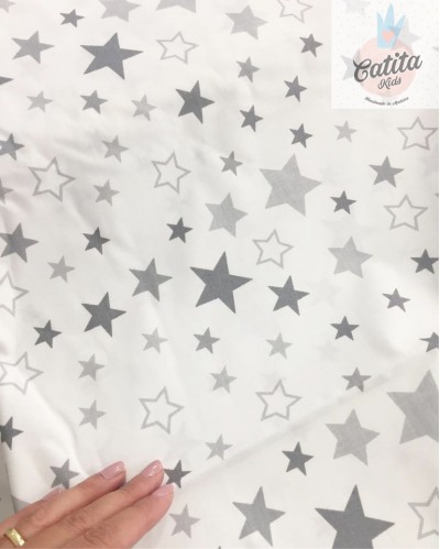 CONJUNTO LENÇOL CATRE ESTRELAS CINZA (BAIXO+CIMA)