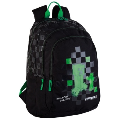 CONJUNTO ESCOLAR MINECRAFT "CREEPER" 44 CM - ADAPTÁVEL A TROLLEY