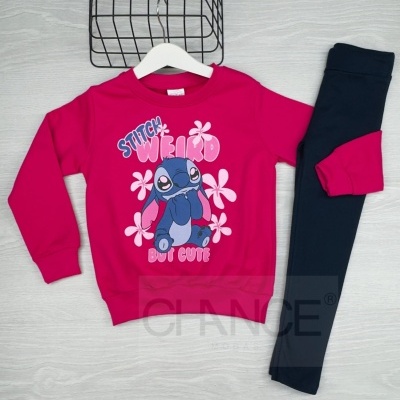 CONJUNTO STITCH "CUTE" CARDADO (2-12 ANOS)