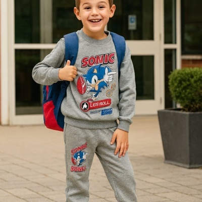 FATO DE TREINO SONIC "ROLL" CARDADO - 2 , 4 E 12 ANOS