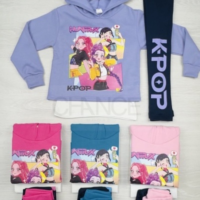 CONJUNTO GUERREIRAS DO KPOP 3 PEÇAS CARDADO (6-12 ANOS)