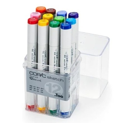 12 MARCADORES DE ÁLCOOL PONTA DUPLA