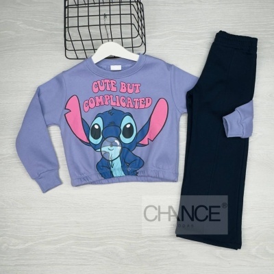 CONJUNTO STITCH CARDADO C/PANTALONA (4-14 ANOS)