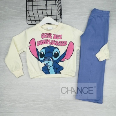 CONJUNTO STITCH CARDADO C/PANTALONA (4-14 ANOS)