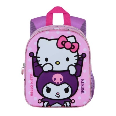 MOCHILA PRÉ-ESCOLAR 3D HELLO KITTY E KUROMI