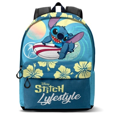 MOCHILA PRÉ-ESCOLAR 34 CM STITCH SURF - ADAPTÁVEL A TROLLEY