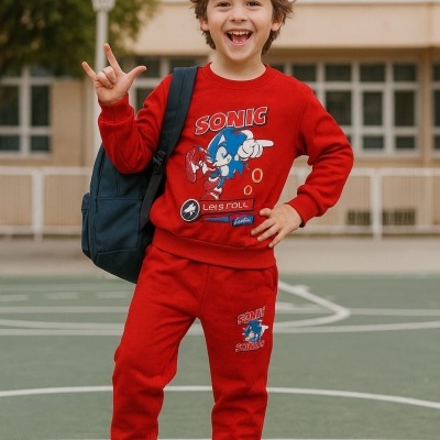 FATO DE TREINO SONIC "ROLL" CARDADO - 2 , 4 E 12 ANOS