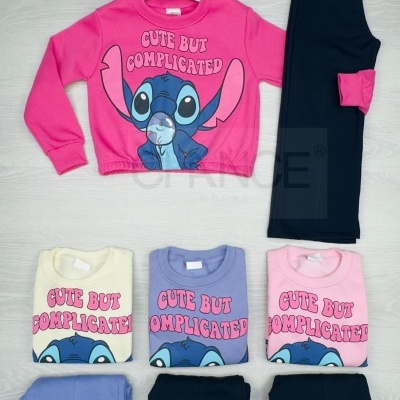 CONJUNTO STITCH CARDADO C/PANTALONA (4-14 ANOS)