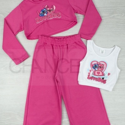 CONJUNTO 3 PEÇAS STITCH - 4 ANOS