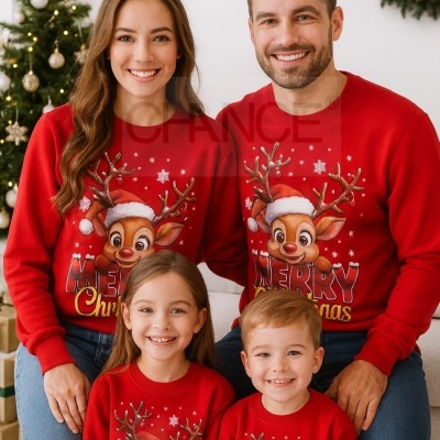 CAMISOLA DE NATAL FAMÍLIA "XMAS" CARDADA (2-14 , S-XXL)