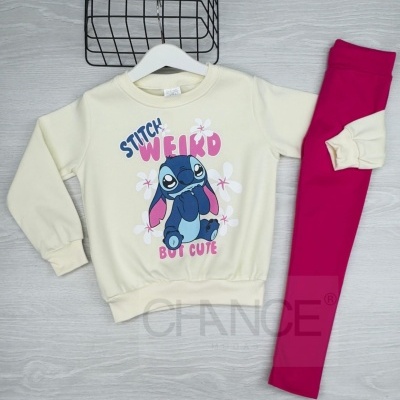 CONJUNTO STITCH "CUTE" CARDADO (2-12 ANOS)